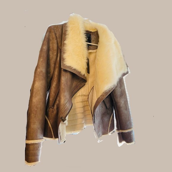 Guess Faux-Leather Coat with Hem - Picture 3 of 4